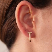 Adil İdil Kuyumculuk 14 Ayar Altın T Harf Küpe