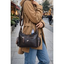 Miami Polo Clup Kadın Omuz Çantası Silindir Model – Fermuarlı Çok Bölmeli Suni Deri Baget Çanta