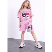 Cg Kids Kuromi ve My Melody Alt Üst Takım Süper Kalite Kumaş Sırt Baskılı