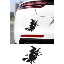 Mıgnatıs Uçan Cadı Oto Sticker - Cadı Araba Sticker - Araç Sticker 15X13CM