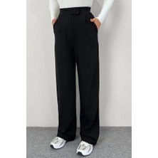 Line Kadın Likralı Cırt Kapama Siyah Palazzo Pantolon