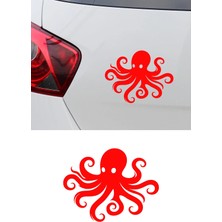 Mıgnatıs Ahtapot Figürlü Araba Sticker - Dekoratif Deniz Figürü Sticker - Motor Araba Oto Sticker 15X12CM