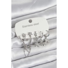 Clariss Ashwork 316L Çelik Gold Renk 6'lı Set Zincirli Yıldız Modelli Kadın Küpe 587455