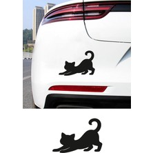 Mıgnatıs Esneyen Kedi Sticker - Kedi Araba Sticker - Minimal Kedi Oto Sticker 15X10CM