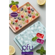 PFU Pratik Faydalı Ürünler Küre Buz Kalıbı | Yuvarlak Buz Kalıbı | 33 Hazneli Kapaklı Kokteyl Sunum Buz Kalıbı | Top Buz Kalıbı