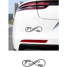 Mıgnatıs You & Me Yazılı Oto Sticker - Sonsuzluk Işareti Araba Motor Sticker 20X7CM