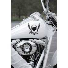 Mıgnatıs Kanatlı Kalp Sticker - Angel Yazılı Oto Sticker - Araba Motor Kask Sticker 15X15CM