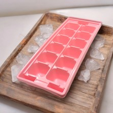 Mybru Pembe Sert Plastik 12 Hazneli Kare Buz Kalıbı