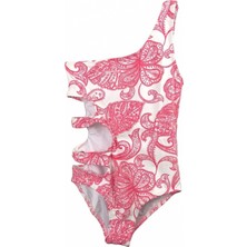 Look Me Paisley Şal Desenli Asimetrik Kesim Yanları Üçlü Pencere Detaylı Kız Çocuk Mayo