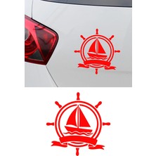 Mıgnatıs Yelkenli ve Gemi Dümeni Oto Sticker - Denizci Tarzı Araç Sticker 15X15CM
