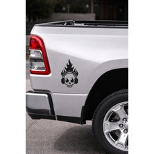 Mıgnatıs Alevli Kafatası Araç Sticker - Dj Kurukafa Oto Sticker - Motor Sticker 9X15CM