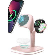 Pileli Store Mey Ithalat®  YM-UD22 Kablosuz Şarj Masaüstü Set - Pembe