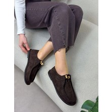 Erva'nın Butiği Kahve Süet (Rody) Boncuk Detay Kadın Günlük Ayakkabı