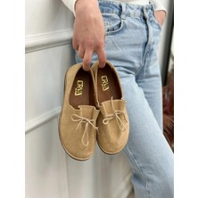 Erva'nın Butiği Bej Süet (Gavin) Bağcık Detay Kadın Günlük Ayakkabı