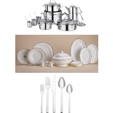 Korkmaz Mutfak Başlangıç Seti Eliza Steama Veneta Çeyiz Paketi Çeyiz Seti 147 Parça  Gelin Hanım Paketi