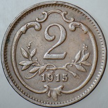 Banknoting Avusturya Macaristan Imparatorluğu 2 Heller 1915.