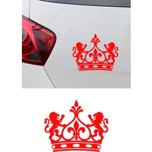 Mıgnatıs Aslan Figürlü Taç Sticker - Aslan Detaylı Taç Oto Sticker - Lüks Oto Aksesuar 15X12CM