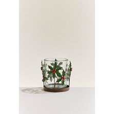 Paşabahçe Berry Flower Metal Tealight Mumluk Kırmızı Yeşil - 1 Adet