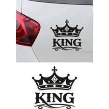 Mıgnatıs King Yazılı Taç Oto Sticker - Kral Temalı Araba Motor Sticker 15X14CM