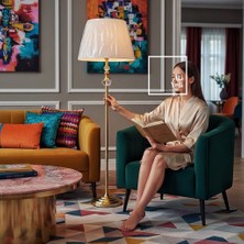 İki Yedi Konsept Espoir Fransız Tasarım Lambader Gold Gövde Keten Kumaş Şapkalı Salon Lambası Modern Lüks Aydınlatma