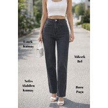 Kadın Boru Paça Yüksek Bel Regular Fit Likralı Pantolon