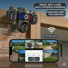 Esvision ES-703 4 Lens Görüntü Insan Algılamaya Duyarlı Kırmızı Mavi Çakarlı Wifi Kamera