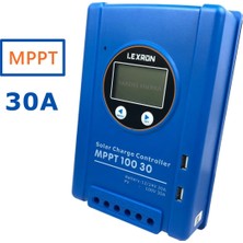 30A Amper Mppt Solar Şarj Kontrol Cihazı Güneş Paneli 30A 12/24 Volt Mppt Regülatör Mavi Kasa Lexron