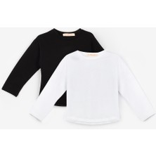 Le Mabelle Siyah Beyaz Uzun Kollu Penye 2'li Basic Tişört Paketi