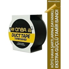 Onba Duct Tape Tamir Bandı Siyah 48MM x 10M | Güçlü Yapışkan | Su Geçirmez | Dayanıklı