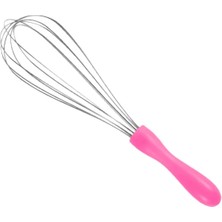 Mybru Paslanmaz Çelik Pembe Plastik Saplı El Çırpıcısı (Blender) Orta Boy