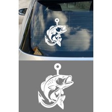 Mıgnatıs Balık Kanca Sticker - Balıkçı Araba Sticker - Olta Balık Oto Sticker 12X15CM