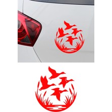 Mıgnatıs Sazlık ve Ördek Figürlü Oto Sticker - Ördek Sürüsü Araç Sticker 14X15CM