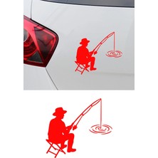 Mıgnatıs Balıkçı Oto Stickerı – Balık Tutma Temalı - Araba Motor Oto Sticker 15X13CM