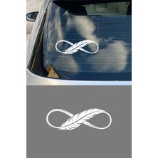 New Jargon Tüy Desenli Sonsuzluk Işareti Oto Sticker - Minimal Araç Aksesuarı 20X7CM