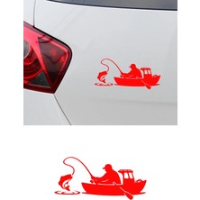 New Jargon Balıkçı Sticker – Balık Avı ve Tekne Figürlü Oto Sticker 15X8CM