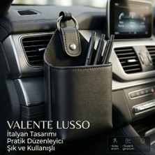 Valente Lusso Araç Içi Düzenleyici Suni Deri Kese Siyah Telefonluk Kartlık Kalemlik Gözlük Taşıma Organizer