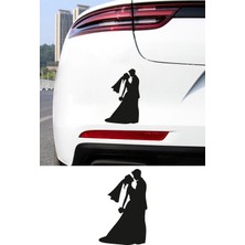 Mıgnatıs Gelin Damat Sticker - Romantik Çift Oto Sticker - Araç Cam Sticker 10X15CM