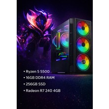 Apphirex Eco X57 Ryzen 5 5500 16GB Ram 256GB SSD R7 240 4gb Masaüstü Oyuncu Bilgisayarı Hazır Sistem