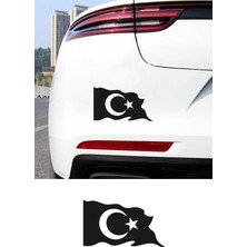 Mıgnatıs Türk Bayrağı Oto Sticker - Ay Yıldız Araç Cam Sticker - Dalgalı Türk Bayrağı 15X9CM