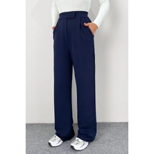 Line Kadın Likralı Cırt Kapama Siyah Palazzo Pantolon