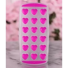 Mybru Pembe Slikon Tabanlı Kalpli 18 Hazneli Buz Kalıbı