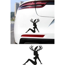 Mıgnatıs Geyik Kadın Sticker - Araba Motor Sticker - Kask Sticker 15X15CM