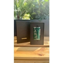 Cohiba Yeşil Desenli Perde Alev Puro Çakmak
