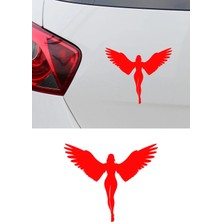 Mıgnatıs Melek Kanatlı Kadın Sticker - Melek Silüet Oto Sticker - Araba Sticker Aksesuar 15X13CM