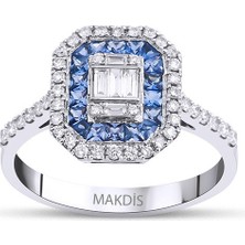 Makdis Pırlanta 0.80 Karat Baget Safir Pırlanta Yüzük
