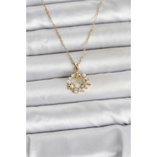 Clariss Ashwork 316L Çelik Zincir Gold Renk Incili Çiçek Model Kadın Koyle 587455