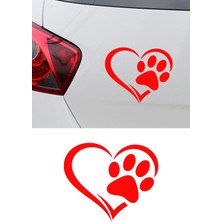 Mıgnatıs Pati Oto Sticker - Kalpli Pati Araba Sticker - Motor Sticker 15X13CM