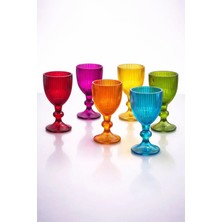 Yzhome 6 Lı Cam Renkli Kahve Yanı Su Bardağı Kadeh Kupa Bardak 75ML