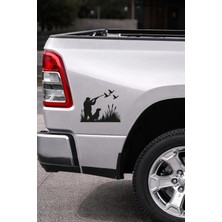 New Jargon Avcı Sticker – Kuş ve Köpek Figürlü Sticker - Araba Motor Oto Sticker 15X13CM