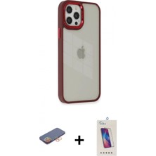 İlk El Grup Ieg™ iPhone 12 Pro Max Kılıf Eksen Doku Prime - Siyah Joko 5d Cam + Turuncu Renkli Kamera Lens Koruma Cam